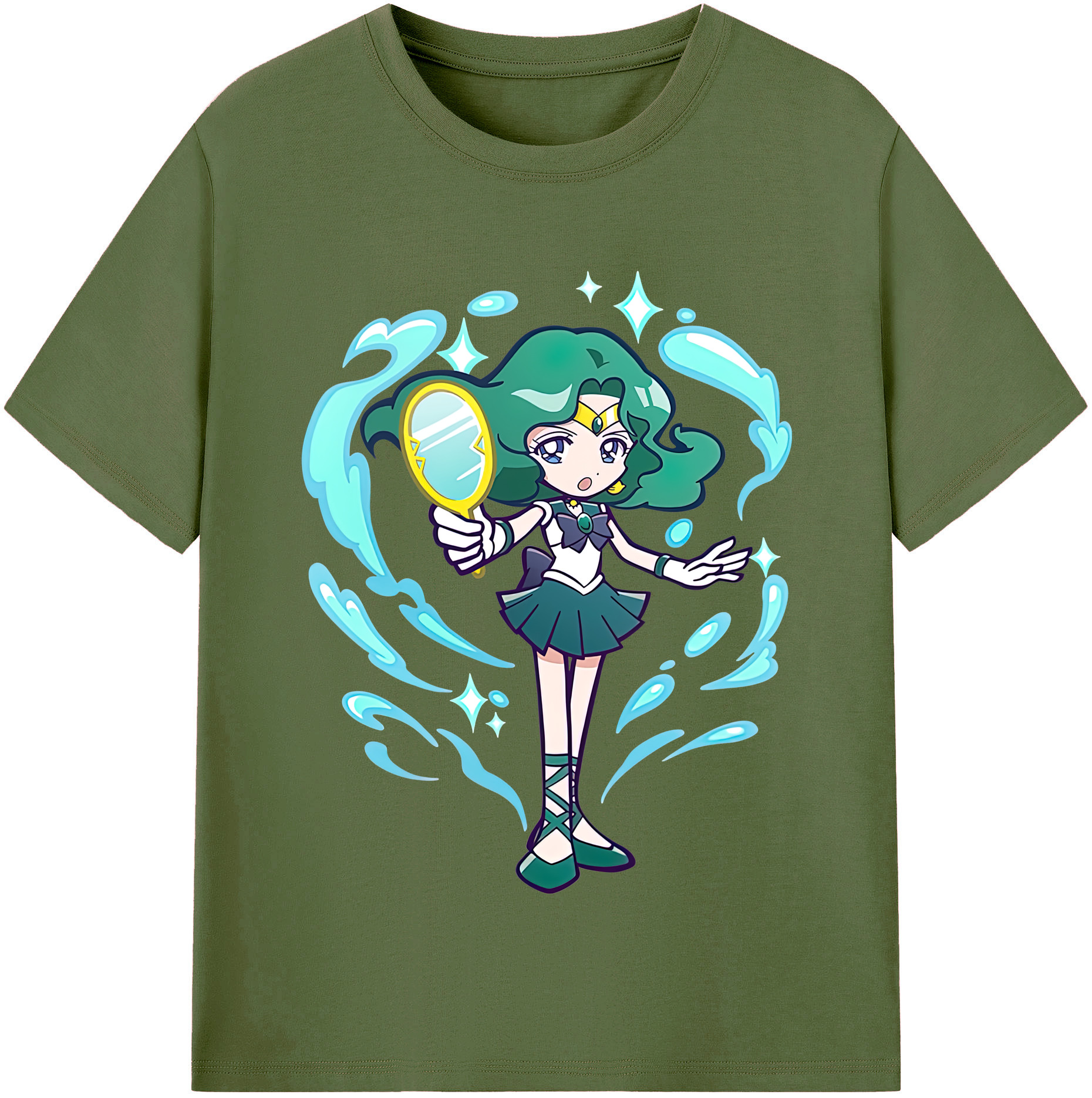 （画像用） 美少女戦士セーラームーン 海王 みちる（かいおう みちる） Sailor Moon Kaiou Michiru 綿100％半袖Tシャツ（フロントプリント）
